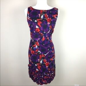 Taylor Floral Ruffled Hem Dress Sz 4 EUC